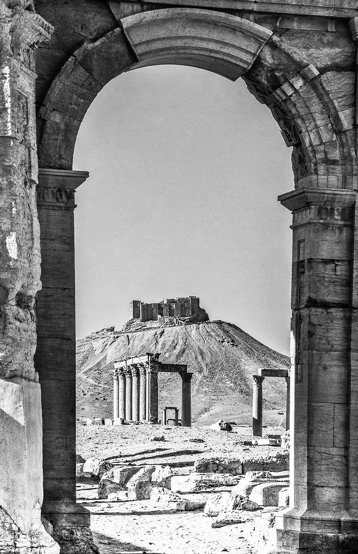 The Fakhr-al-Din al-Maani Castle, viewed through an arch.