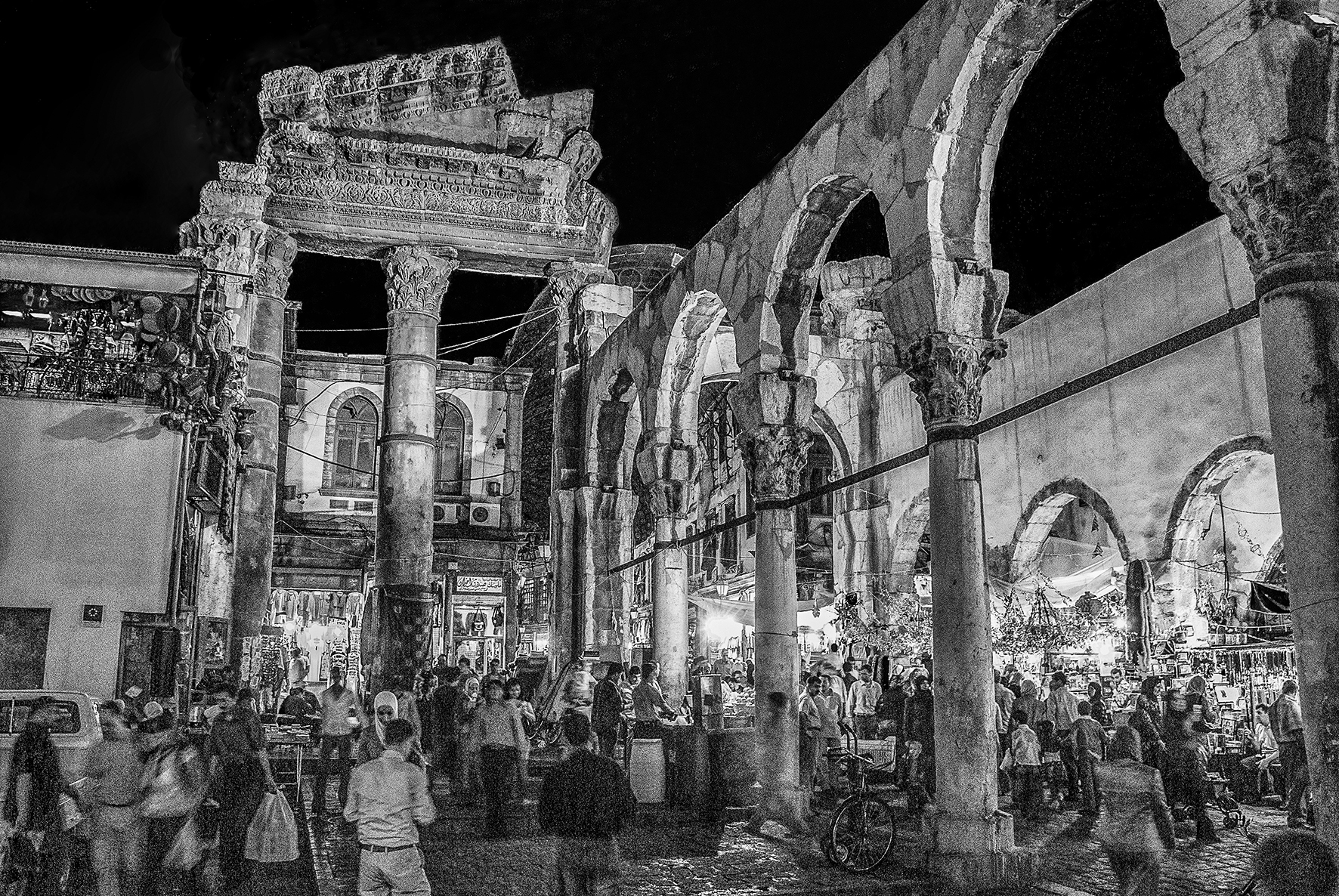 Ruins of the Jupiter Temple at the entrance of Al-Hamidiyah Souq, Damascus, Syria